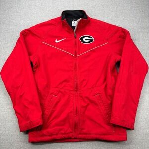 Nike Georgia Bulldogs Coaches Sideline‎ Jacket Mens XS Red Fleece Lined UGA